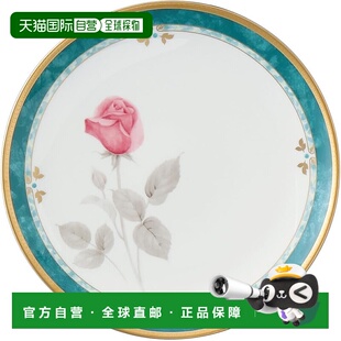 【日本直邮】鸣海 盘子 爱抚 16cm 绿色 花卉图案 玫瑰色  日本制