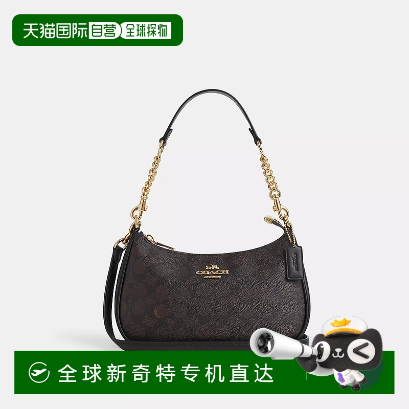 自营 coachOutletTeri标志性帆布单肩包-金色/胡桃木色/黑色 【美