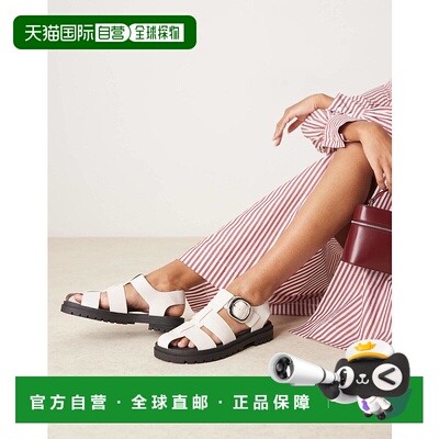 1h可退 香港直邮ASOS 女士 Monarch fishermans 设计粗跟鞋靴(米)