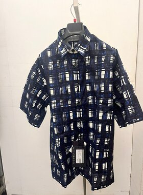 PRADA 男士衬衫 UCS44016TJF0021 SS2025 蓝色 短袖衬衫