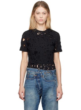 潮奢 R13 女士 黑色 Excess Distress T 恤 R13WK245K001A
