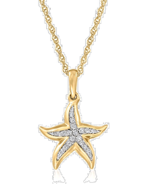 自营 Ross-Simons 18kt 金钻石海星吊坠项链 - 20 英寸 美国奥莱