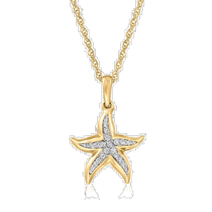 自营Ross-Simons 18kt 金钻石海星吊坠项链 - 20 英寸 美国奥莱直