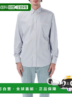 1h可退 香港直邮valentino 华伦天奴 男士 条纹纽扣衬衫 8V3ABS80