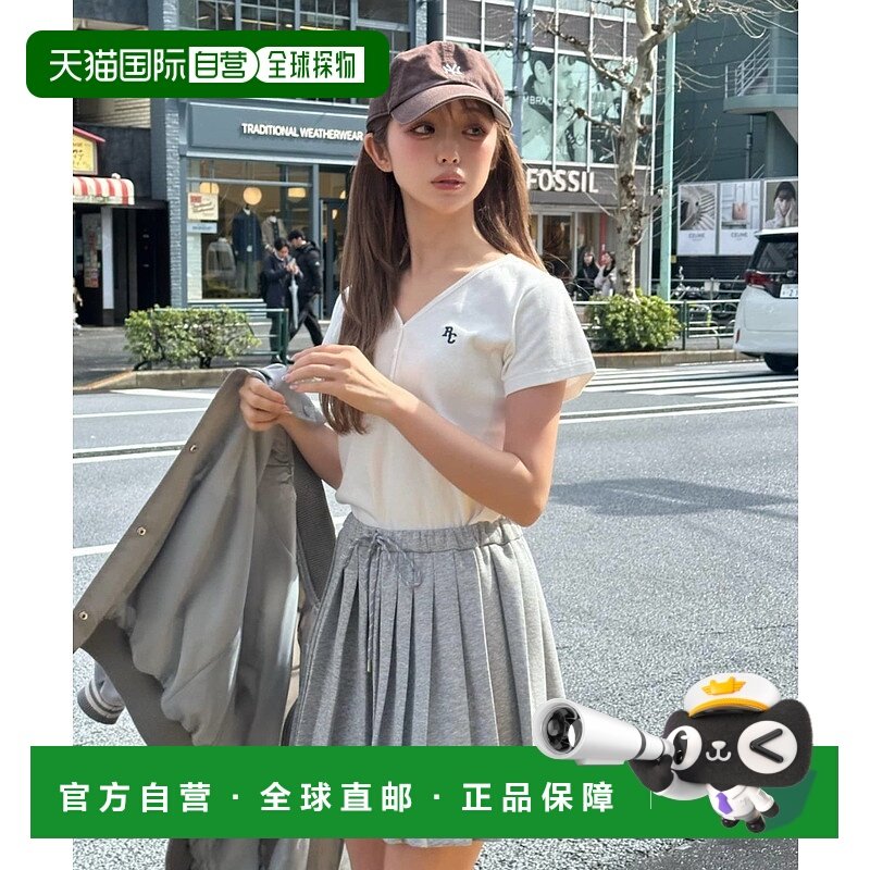 1h可退 日本直邮Ray Cassin 女士V领刺绣短袖T恤 RCN1051306A0002