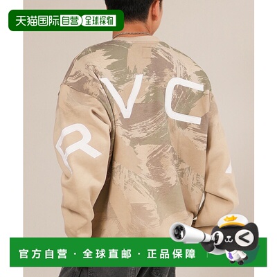 1h可退 日本直邮RVCA男女同款宽松半拉链弧形logo印花连帽卫衣 BF