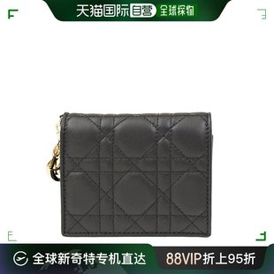 香港直邮Dior迪奥女士短款 简约便携 钱夹黑色绗缝折叠钥匙扣时尚
