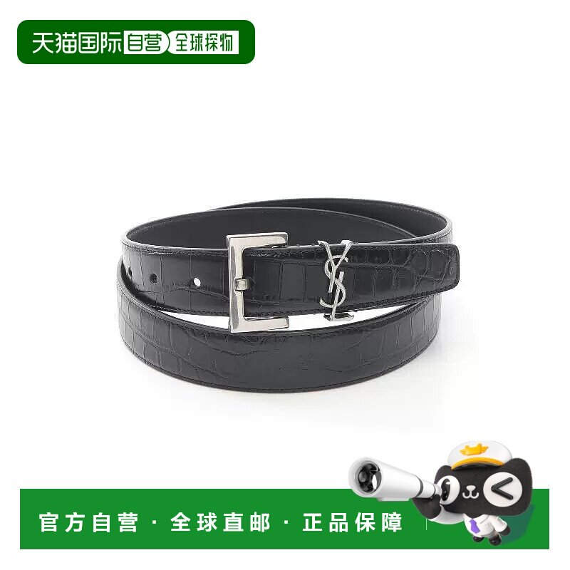日本直邮中古YSL圣罗兰男S级99新saint laurent圣罗兰牛皮腰带黑
