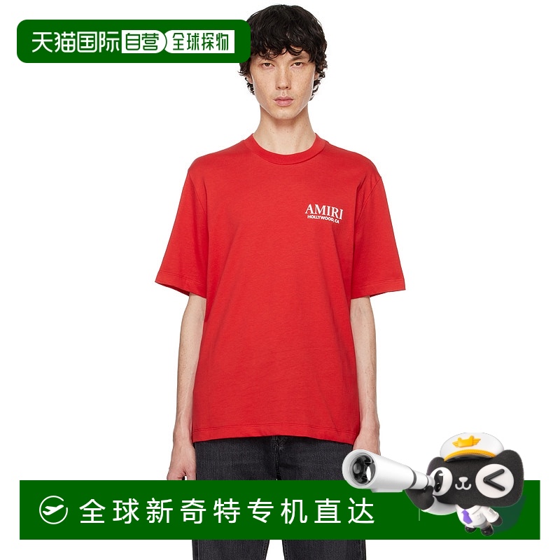 香港直邮AMIRI 男士 红色 Bones Stacked T 恤 AMJYTE1075印花