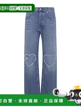 1h可退 香港直邮Moschino 莫斯奇诺 女士 蓝色棉质牛仔裤 261E030