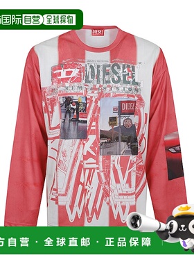 香港直邮DIESEL 男士T恤 A195390LKCC42AA AW2025 粉红色上衣男装