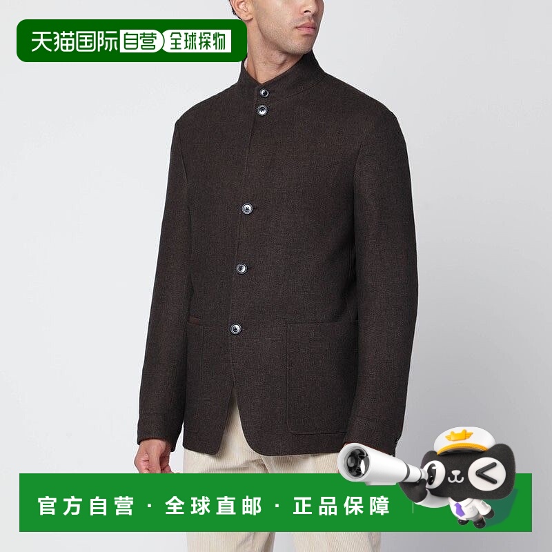 1h可退 香港直邮zegna 杰尼亚 男士 棕色羊毛真丝夹克 1VHKQ0250C