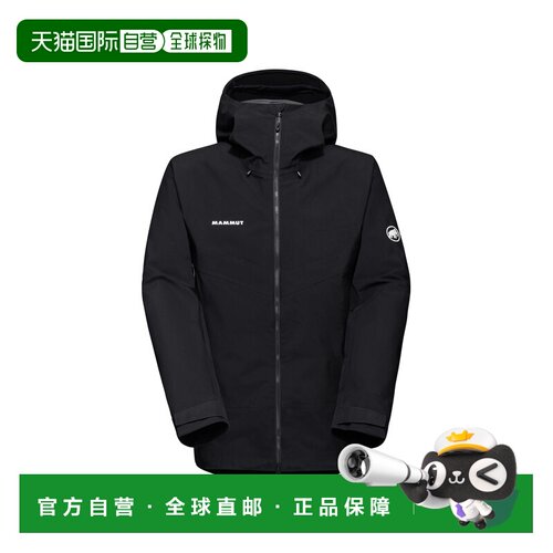 自营欧洲直邮Mammut Crater男士黑色聚酯纤维拉链口袋夹克