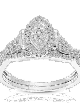 自营vir jewels2/5 克拉圆形实验室培育钻石新娘套装 .925 纯银爪