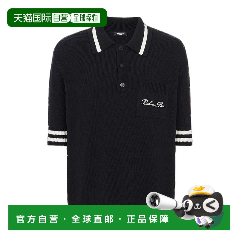 香港直邮Balmain 条纹短袖Polo衫 CH1GB045KF96