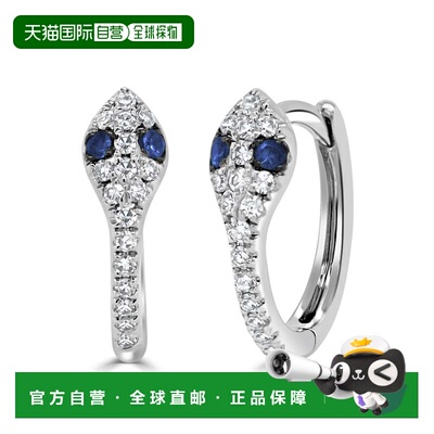 自营sabrina14K White Gold Diamond and Sapphire Snake Huggies