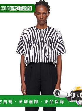 香港直邮Balmain 巴尔曼 女士 白色 & 黑色 Zebra T 恤 FF0EE140G