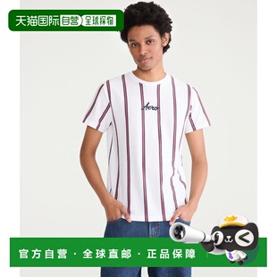 自营Aeropostale Vertical Stripe Logo Graphic Tee - bleach 美