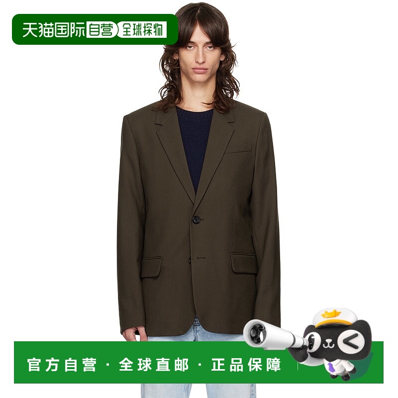 1h可退 香港直邮潮奢 Ami Paris 男士 棕色双扣西装外套 HBV107WV