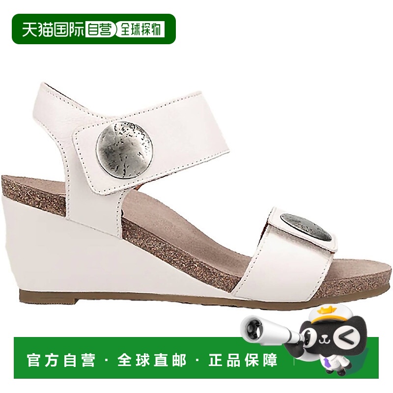 自营taos女式旋转木马3号白色皮革楔形凉鞋-白色皮革 美国奥莱直