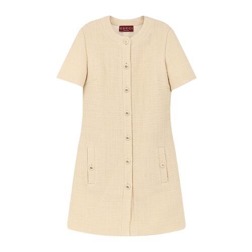 GUCCI 女士连衣裙 827310ZASX29208 AW2025 米白色 粗花呢连衣裙