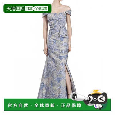 自营janiqueBow Ornate Floral Evening Gown In Blue - blue 美