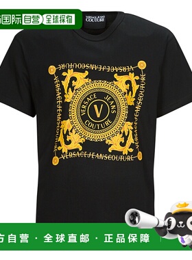 欧洲直邮Versace Jeans Couture 男士 GAHF07 短袖T恤 黑色