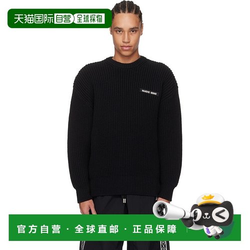 香港直邮Marine Serre 男士 黑色 Half Cardigan Knit Crewneck