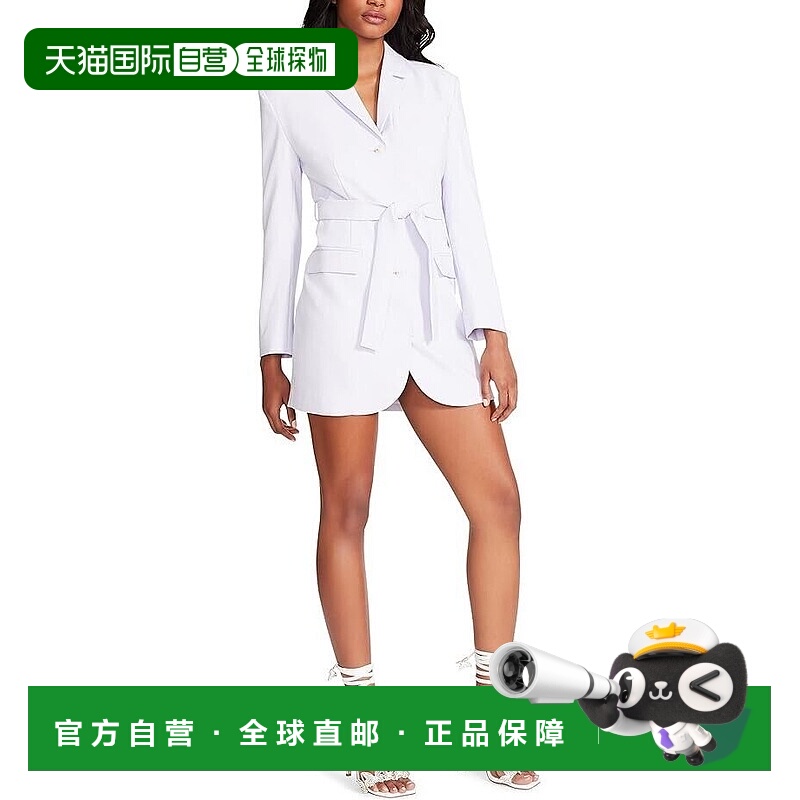 自营 Steve Madden Laila连衣裙女式浅紫色弹性口袋凹口翻领JDM65
