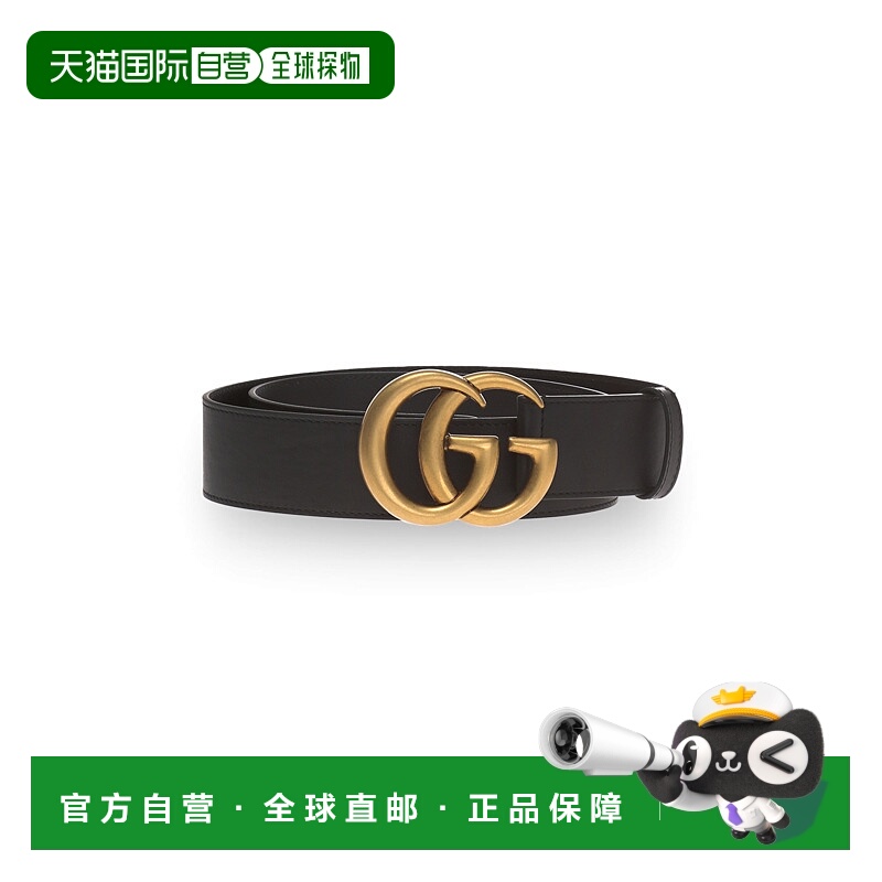 1h可退 香港直邮GUCCI 女士腰带 400593AP00T1000 CO 黑色 GG Mar