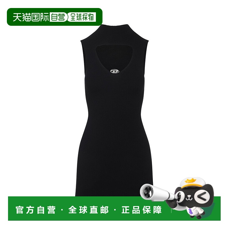 自营dieselFitted Sleeveless Dress With Ribbed Texture - blac