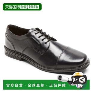 自营Rockport Taylor Oxford Black Leather Waterproof Cap Toe
