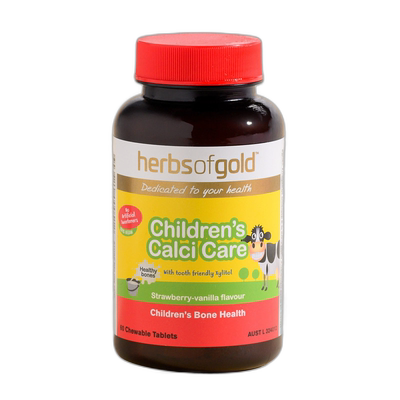 澳大利亚直邮Herbs Of Gold和丽康儿童咀嚼钙片草莓香草味60粒
