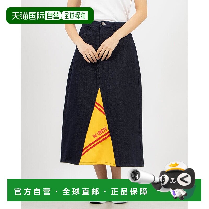 日本直邮NERDY 纽约Track Mix牛仔直筒短裙 [NE8621EW000931] 黑