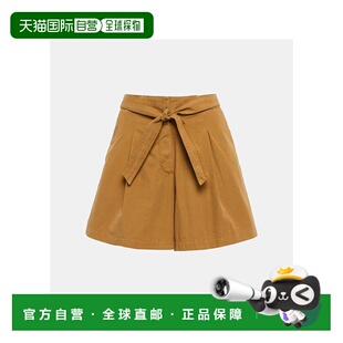 1h可退 香港直邮A.P.C. 女士 束带高腰棉质短裤 brown棕色 舒适时