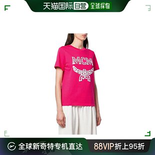 香港直邮mcm女士粉色微标T恤MFT9AMM11QS日常百搭潮流时尚