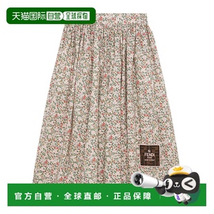 香港直邮Fendi JFE161AS62 印花平纹细布中长半身裙