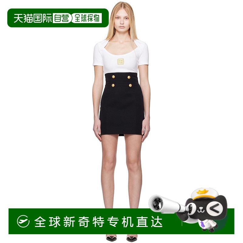 香港直邮潮奢 Balmain 巴尔曼 女士 黑色短裙 BF1LB810WC09