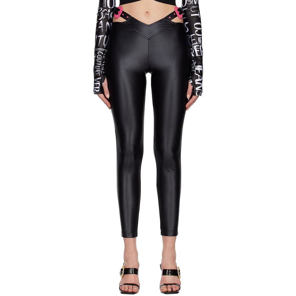美国直邮Versace Jeans Couture 黑色亮面紧身裤