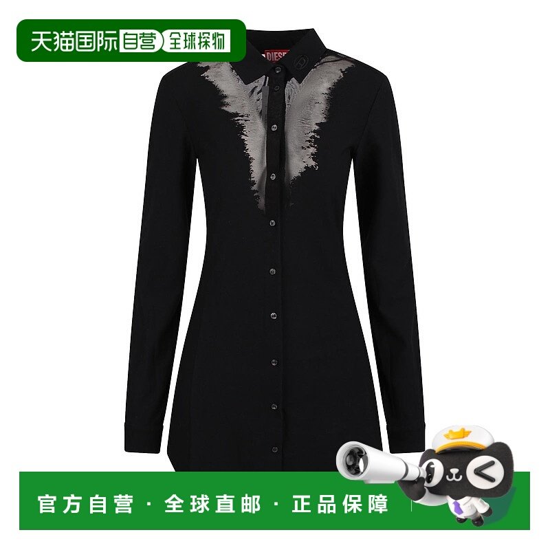 香港直邮DIESEL 女士衬衫 A170670SHAY9XX AW2024 黑色 衬衫式长