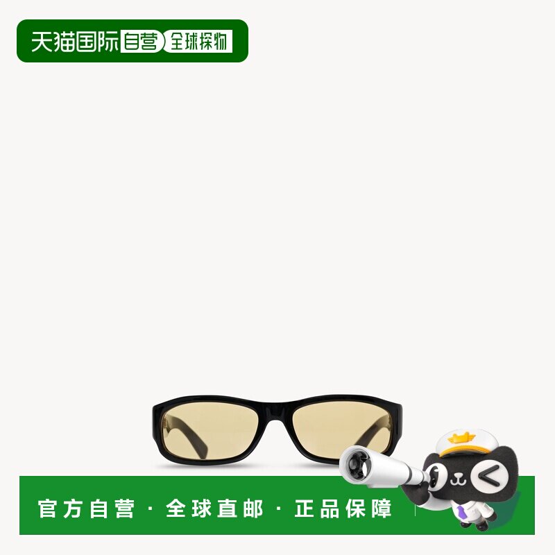 自营欧洲直邮THE ROW 男女通用黑色/浅黄色醋酸纤维长方形太阳镜