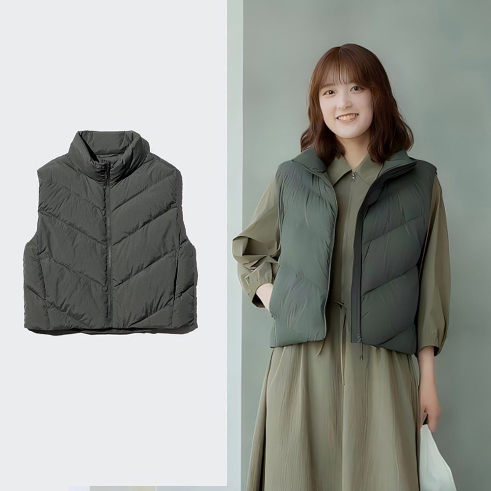 日潮跑腿优衣库25冬新款PUFFTECH空气棉服轻型短款背心马甲479210