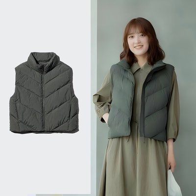 日潮跑腿优衣库25冬新款PUFFTECH空气棉服轻型短款背心马甲479210