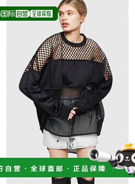 自营Diesel Cotton Polyester Mesh Women's Hoodie - black 美国