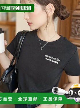 1h可退 日本直邮moment+女士立体字母印花短袖T恤 mt07169