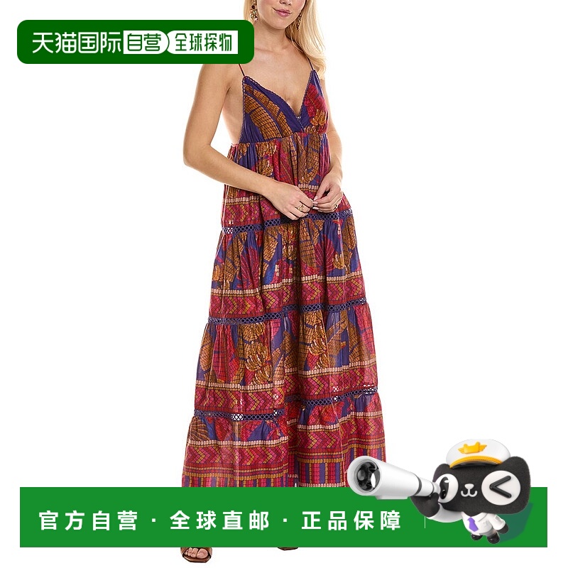 自营FARM Rio Tiered Maxi Dress - blue 美国奥莱直发
