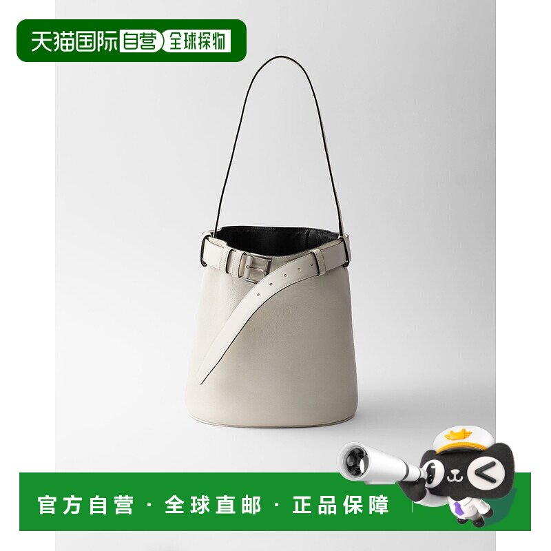 欧洲直邮PRADA (2025) Prada 带扣皮革水桶包（配腰带）单肩包