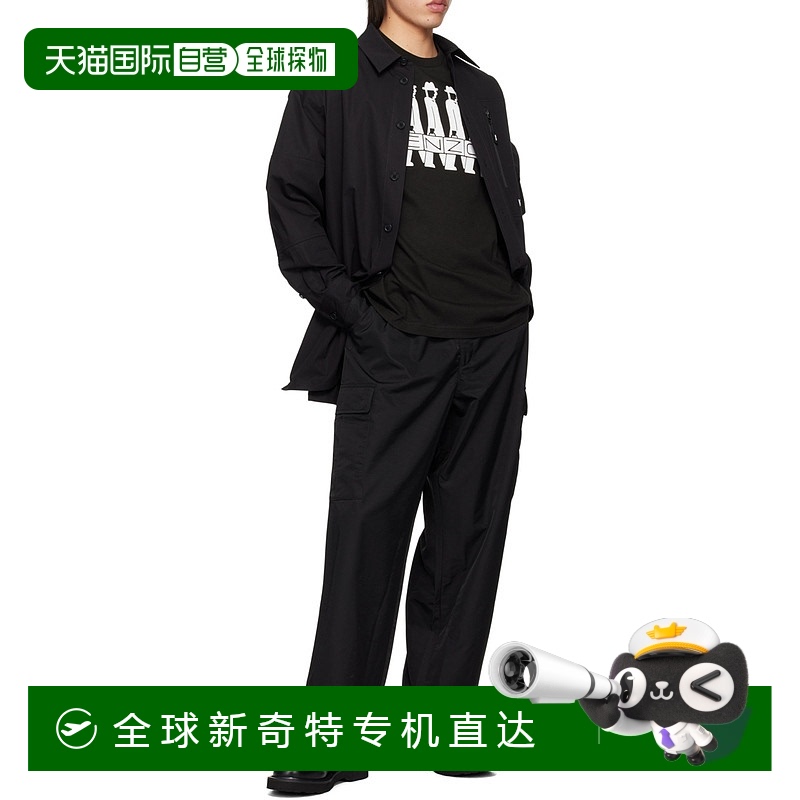 香港直邮KENZO 男士衬衫 FE65CH5059LP99 AW2024 黑色 长袖衬衫