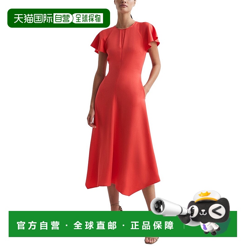 自营Reiss Eleni Cap Sleeve Occasion Midi Dress - red 美国奥