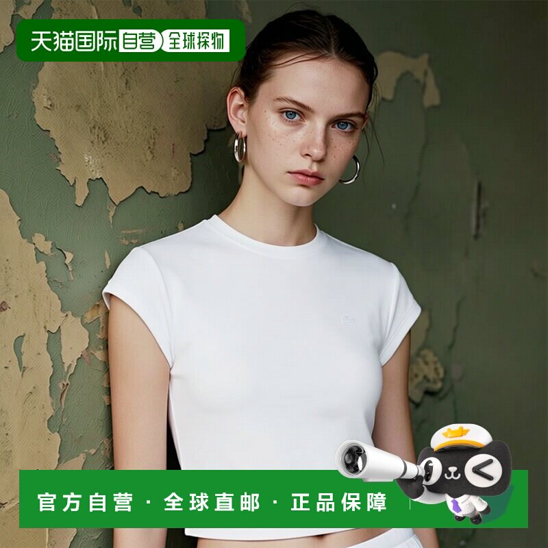日本直邮LACOSTE 女装 宽松法式短袖侧开衩圆领T恤 TF033J99